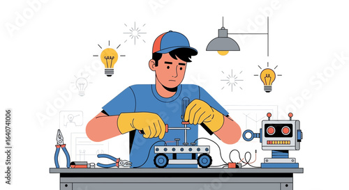 Crafting Creativity: An Engineer Assembles a Robot Car with Innovative Flair