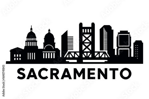 Sacramento city skyline with iconic buildings and landmarks
