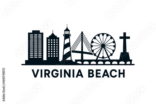 Virginia Beach city skyline with iconic buildings and landmarks