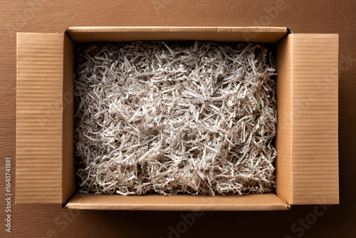 Shredded Paper Filler in a Cardboard Box for Packaging Supplies