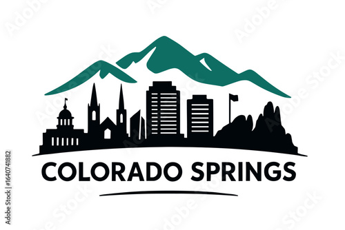 Colorado Springs city skyline with iconic buildings and landmarks