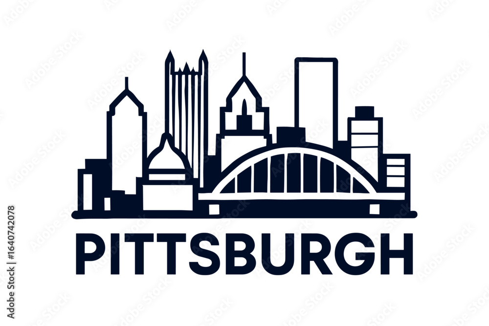 Fototapeta premium Pittsburgh city skyline with iconic buildings and landmarks