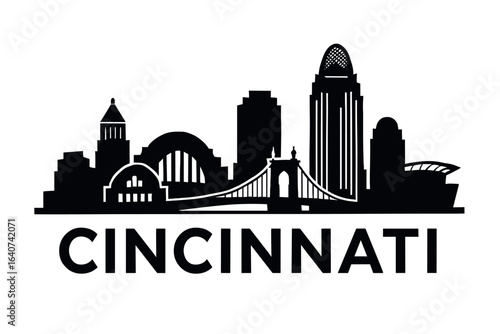 Cincinnati city skyline with iconic buildings and landmarks