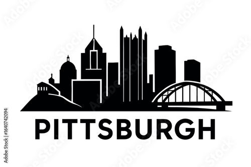 Pittsburgh city skyline with iconic buildings and landmarks