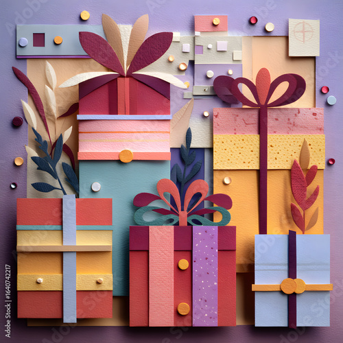 Colorful Paper Gifts and Decorations for Festive Celebrations