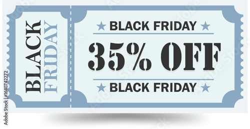 Black Friday 35% Off Discount Ticket – Blue Coupon with Stars