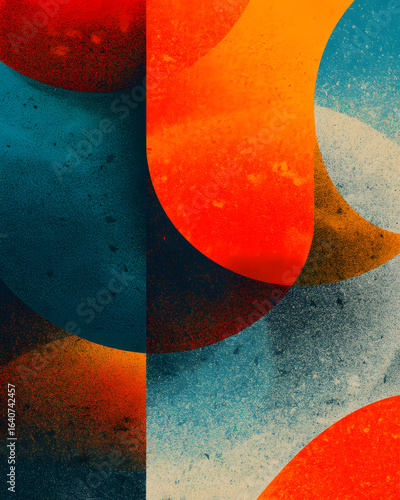 Abstract Colorful Shapes with Textured Background in Bold Hues