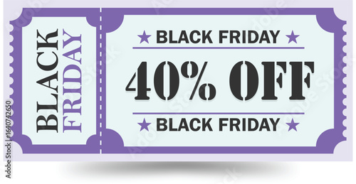 Black Friday 40% Off Discount Coupon – Blue and Purple Promo Ticket