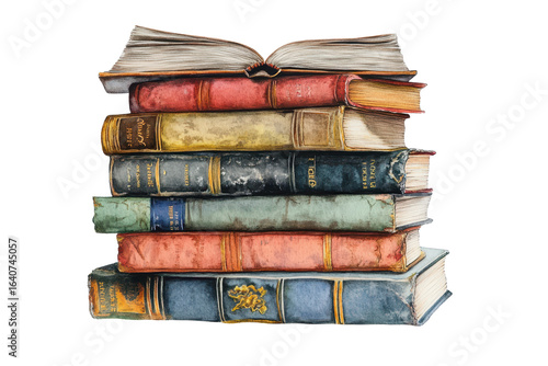 Beautifully arranged stack of colorful vintage books showcasing various spine designs and titles, perfect for any book lover's collection in a cozy library or study setting