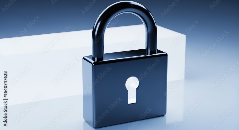 Naklejka premium Padlock Illustrating Security, Data Protection, and Encryption in Cybersecurity on a Geometric Background