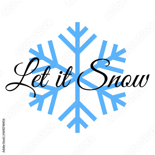 Tiempo de Navidad. Logo con palabra en texto manuscrito let it snow con copos de nieve para su uso en tarjetas y felicitaciones