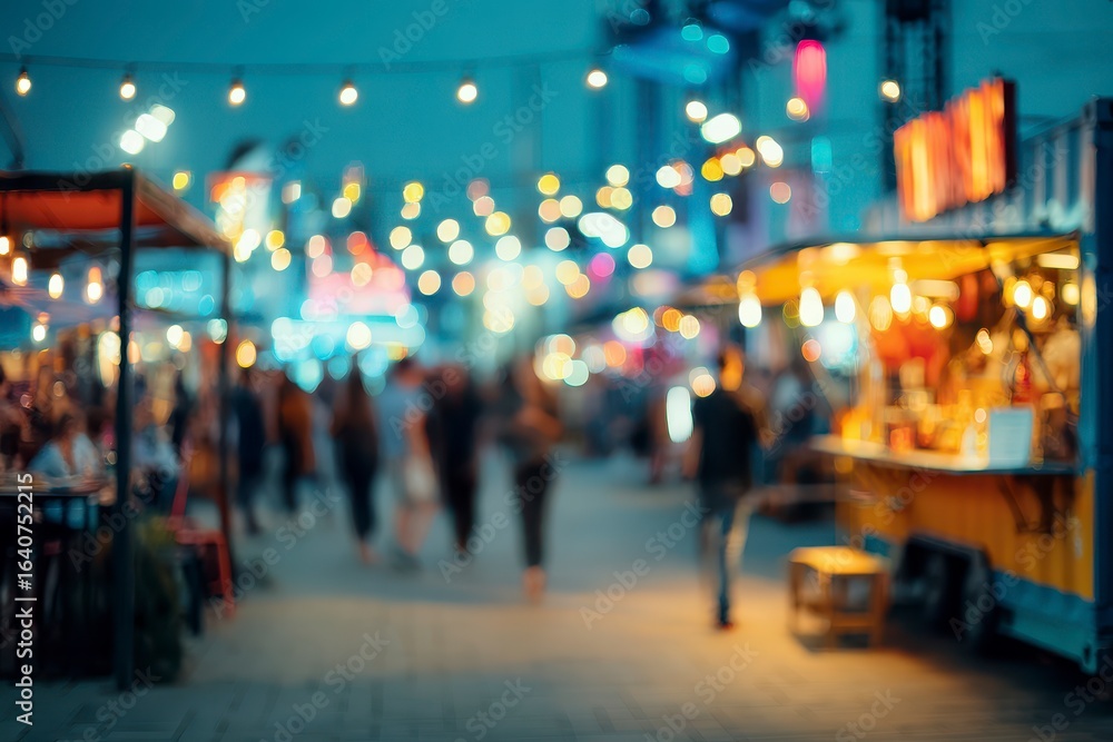 Fototapeta premium Blurred outdoor market at dusk