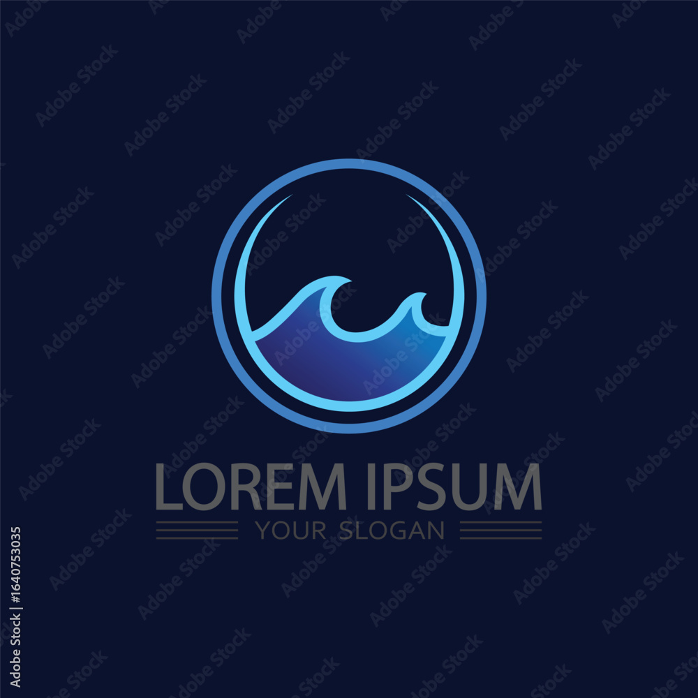 Ocean wave circle emblem vector design for surfing and travel business logo Ocean wave circle emblem vector design for surfing and travel business logo