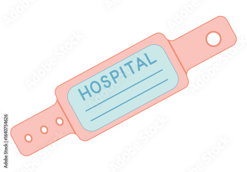 Hospital wristband isolated on white background. Cute flat style