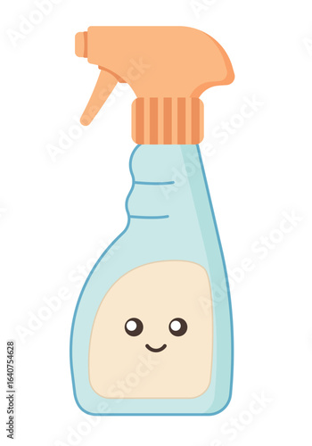 Glass, window and mirror cleaner isolated on white background. Cute flat style