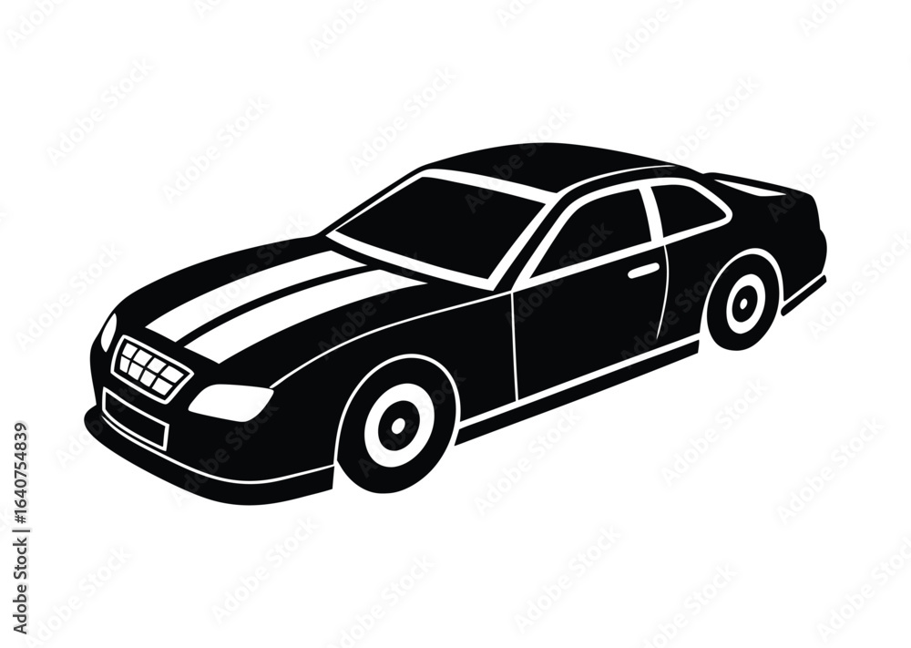 Fototapeta premium Nascar stock car silhouette black vector white background