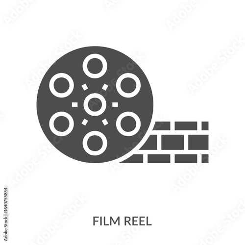 Film Reel Icon Line Style. Design Vector Illustration