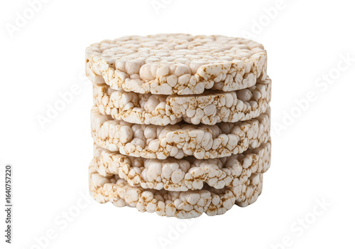 Stack of Puffed Rice Cakes Isolated on White Background for Healthy Eating and Diet Concepts