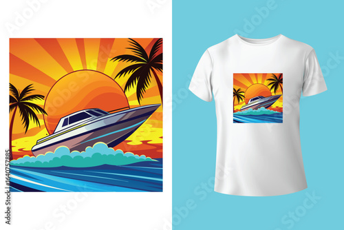 Unique t-shirt design for sailing aboard a boat at sea and oceans - vintage retro design - old sailing boat T-Shirt Design 2025 #01 (Pixel perfect vector t-shirt template