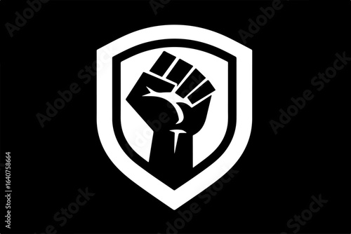 "Raised Fist Shield Emblem" vector bundle