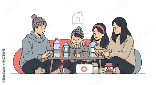 Family Emergency Preparedness Supplies For Natural Disaster Survival Situation