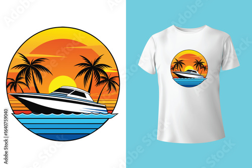 Unique t-shirt design for sailing aboard a boat at sea and oceans - vintage retro design - old sailing boat T-Shirt Design 2025 #01 (Pixel perfect vector t-shirt template