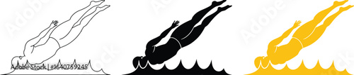 Diver plunges into water in dynamic athletic pose