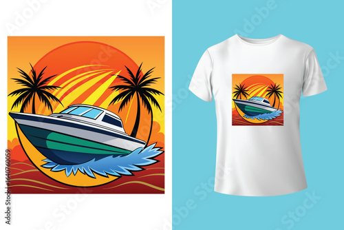 Unique t-shirt design for sailing aboard a boat at sea and oceans - vintage retro design - old sailing boat T-Shirt Design 2025 #01 (Pixel perfect vector t-shirt template