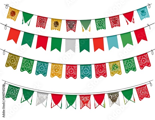 Colorful pennant banners in a festive display