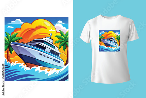 Unique t-shirt design for sailing aboard a boat at sea and oceans - vintage retro design - old sailing boat T-Shirt Design 2025 #01 (Pixel perfect vector t-shirt template