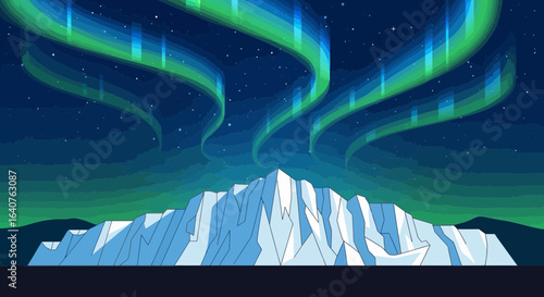 Enchanting Northern Lights Over Iceberg Landscape Arctic Night Scene