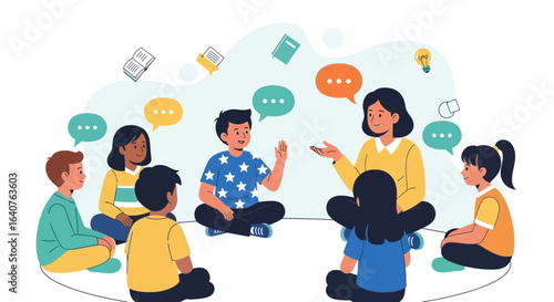 Engaging Classroom Discussion: Teacher and Students Sharing Ideas in a Circle