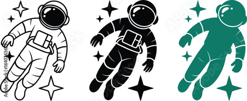 Astronaut floating in space with stars, creative design