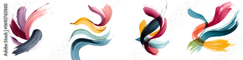 Abstract Colorful Paint Strokes Set: Artistic Brush Texture