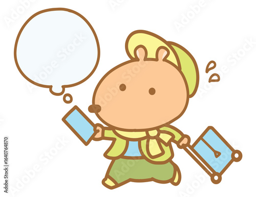 Capybara hurry to journey cartoon style