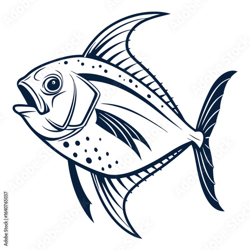 Vector Illustration of a Threadfin Trevally or Alectis indica fish illustration