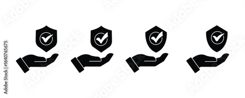 Insurance hand icon in line style. Policyholder protection hand icon. Editable strokes. Isolated on a white background. Vector illustration