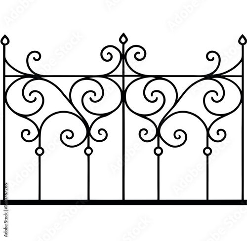 floral scroll iron fence railing, classic upscale property