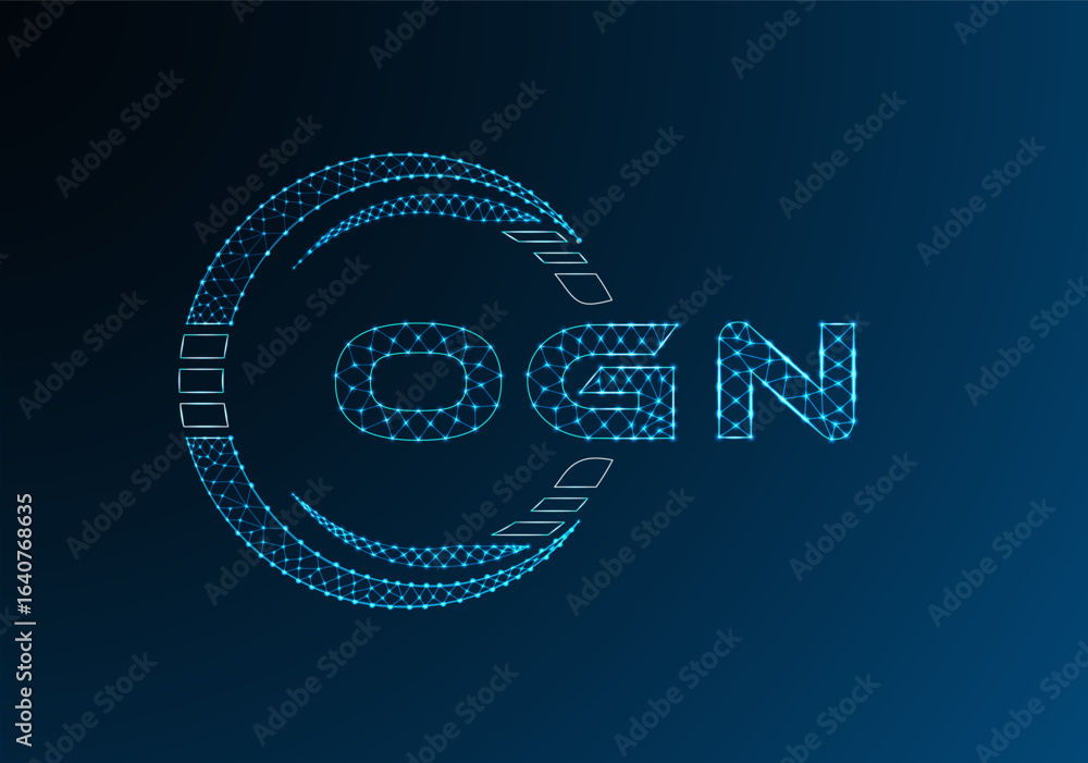 Naklejka premium OGN low poly letter logo vector design. OGN lower poly logo design. Low poly logo.