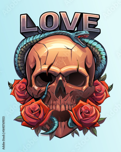 teschio con scritta LOVE 04