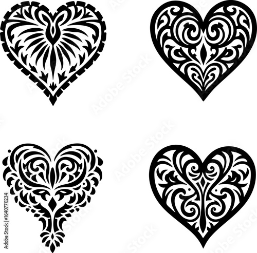 Ornamental Tribal Heart Designs
