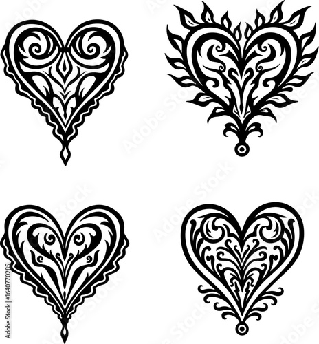 Ornamental Tribal Heart Designs