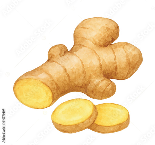 Fresh Ginger Root Watercolor