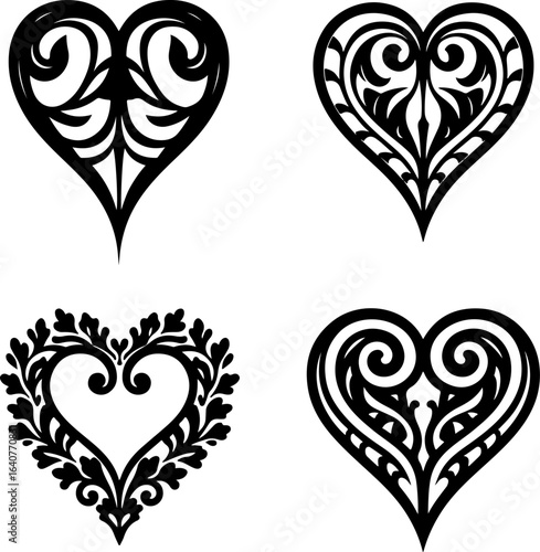 Ornamental Tribal Heart Designs