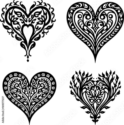 Ornamental Tribal Heart Designs