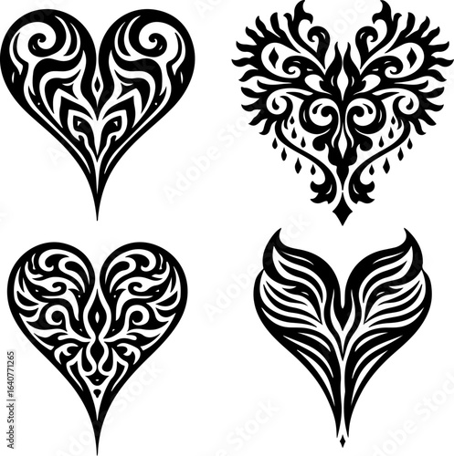 Ornamental Tribal Heart Designs