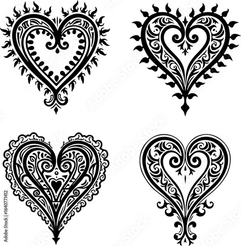 Ornamental Tribal Heart Designs