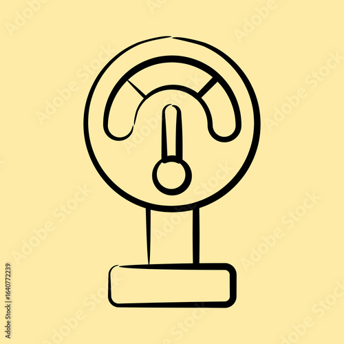 Icon pressure meter. Oil Industry elements. Icon in hand drawn style.