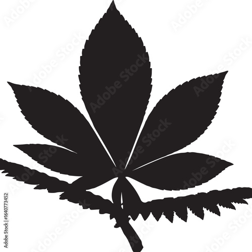 Black leaf logo image white background.