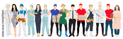group of different people occupation professionals occupational people different career job